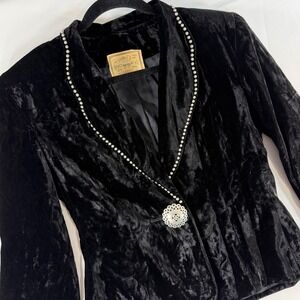 Double D Ranchwear Womens Black Crushed Velvet Western Concho Blazer Jacket